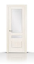 Дверь СитиДорс модель Малахит-2 цвет Ясень белый стекло